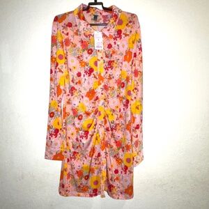 NWT WILD FABLE Floral Print Button down Shirtdress SZ XL